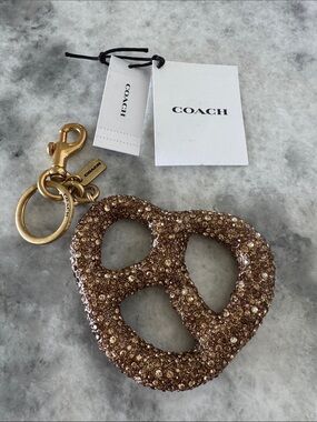 Coach Gold Glitter Pretzel Key Charm